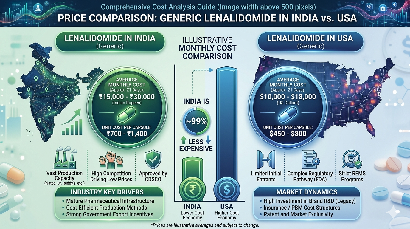 Lenalidomide Price Comparison (India vs US)
