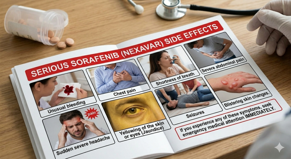 Most common and Severe side effects of Sorafenib