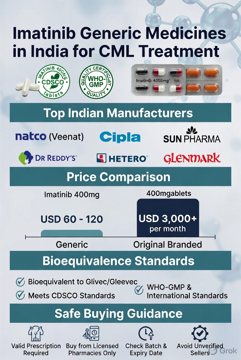 Imatinib generic medicine manufacturers in India showing cancer treatment tablets