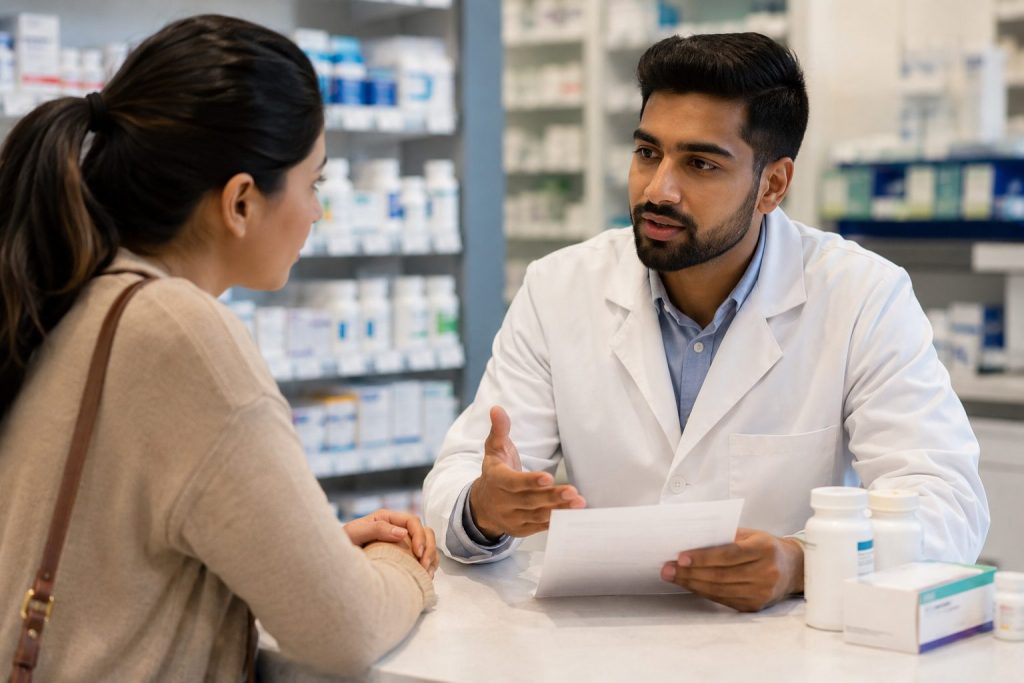 Patient discussing medication costs with healthcare professional