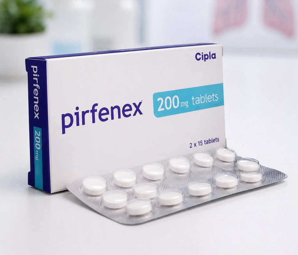 “Pirfenex 200 mg Pirfenidone antifibrotic tablets for IPF treatment”