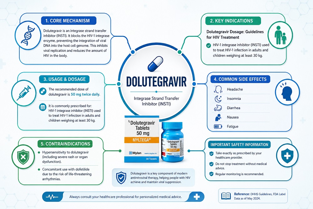 HIV treatment indications, mechanism of action, common side effects, and contraindications.
