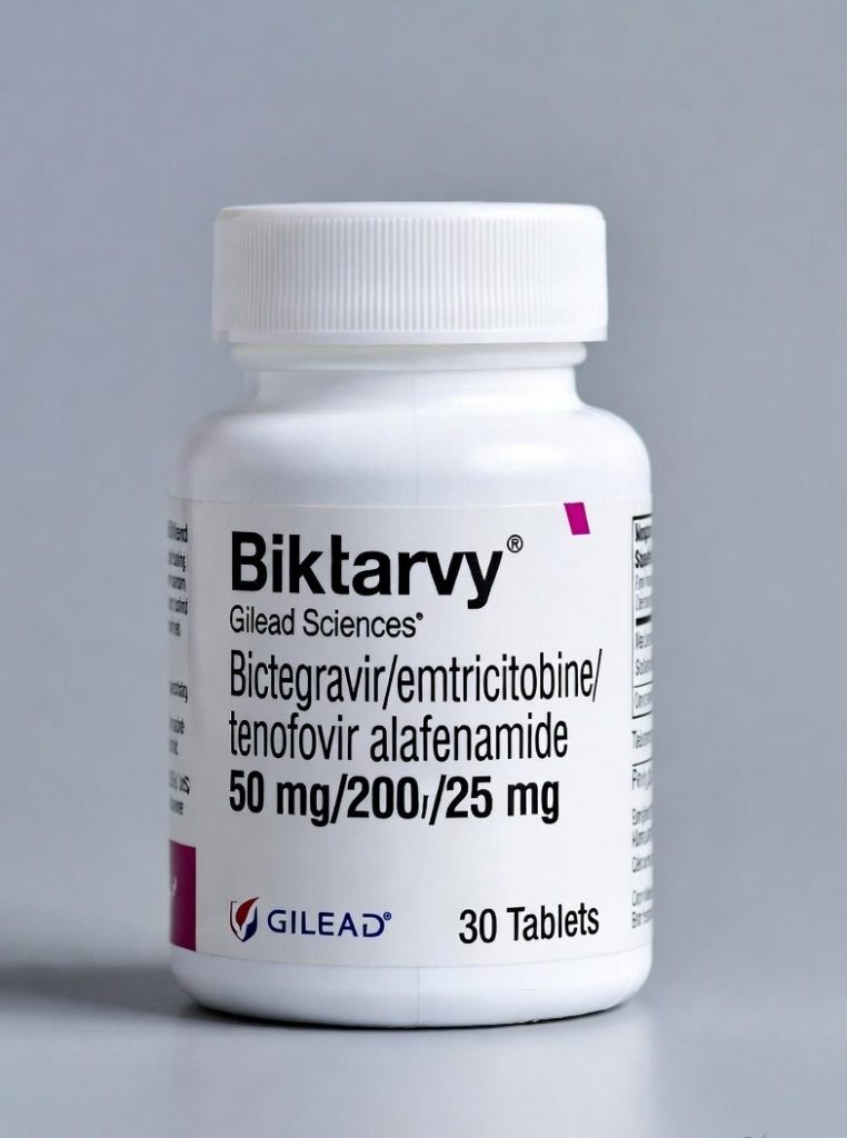 Biktarvy (bictegravir/emtricitabine/tenofovir alafenamide 50 mg/200 mg/25 mg) HIV medication by Gilead Sciences, containing 30 tablets